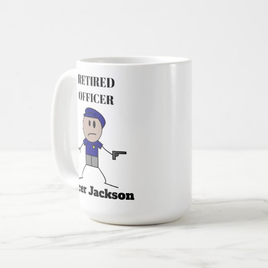 警パーソナライズされた退職した官コーヒーマグ コーヒーマグカップ (正面左)