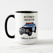 警パーソナライズされた退職した官コーヒーマグ マグカップ (左)