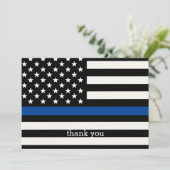 警モダン察官パーソナライズされたの細い青 サンキューカード (スタンド正面)