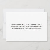 警モダン察官パーソナライズされたの細い青 サンキューカード (裏面)