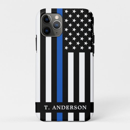 警モダン察官パーソナライズされたの細い青 Case-Mate iPhoneケース (裏面)