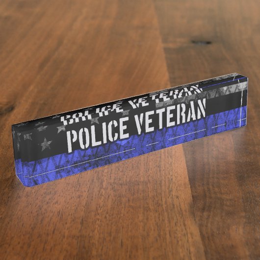 警動揺して察退役軍人警察旗 デスクネームプレート (側面)