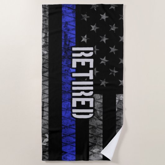 警動揺して退職した察旗 ビーチタオル (正面)