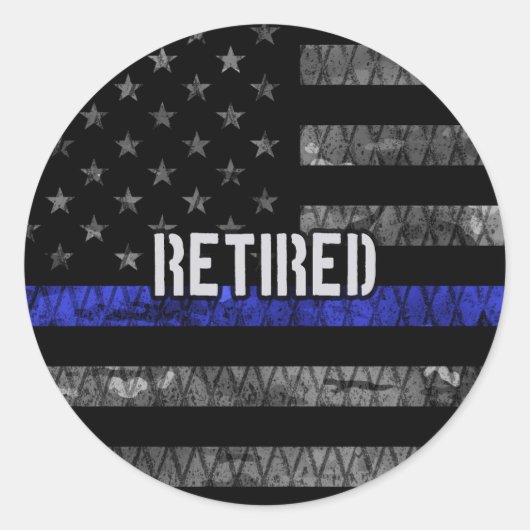 警動揺して退職した察旗 ラウンドシール (正面)