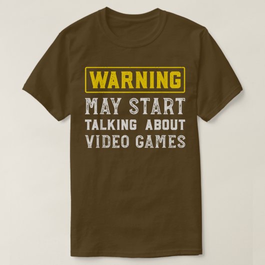 警告がビデオゲームについて話し始めるおもしろい Tシャツ (デザイン正面)