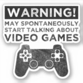 警告がビデオゲームについて話し始める シール (正面)