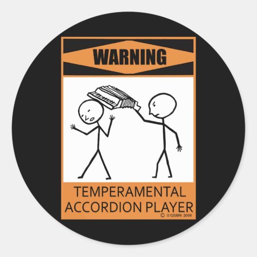 警告だ！アコーディオン棋士 ラウンドシール (正面)