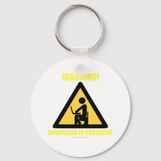 警告だ！ダウンロード中(ギークユーモア) キーホルダー (正面)