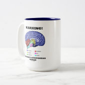 警告だ！介入認識のには脳のユーモアが必要 ツートーンマグカップ (正面左)