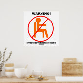 警告だ!座っている新しい喫煙のクロスカアウトのサイン ポスター (キッチン)