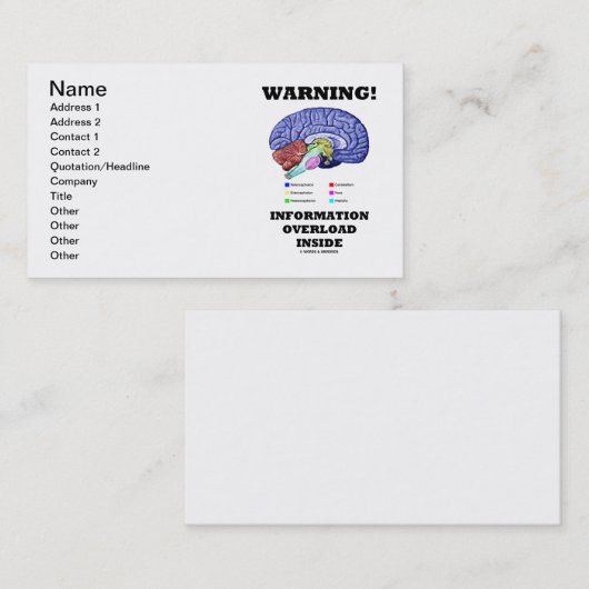 警告だ!情報過多(脳のユーモア) 名刺 (正面/裏面)