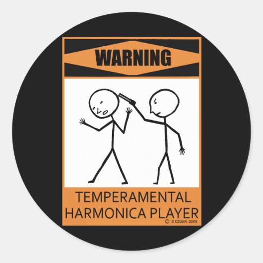 警告だ！気温性ハーモニカ棋士 ラウンドシール (正面)