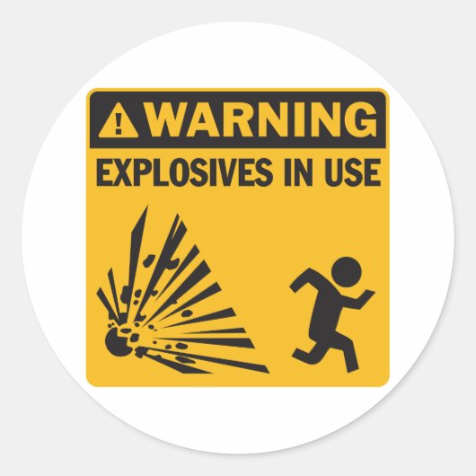 警告だ！爆発物の使用ステッカー ラウンドシール (正面)