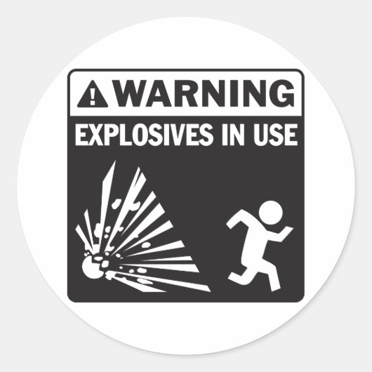 警告だ!爆発物の使用ステッカー ラウンドシール (正面)
