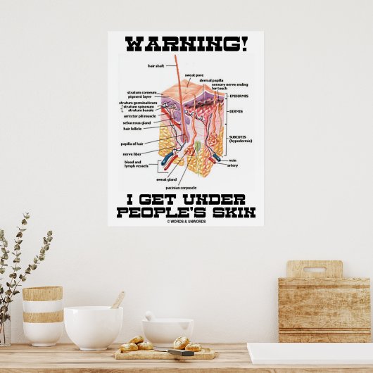 警告だ！私は人の皮膚の下に入る（皮膚の層） ポスター (キッチン)