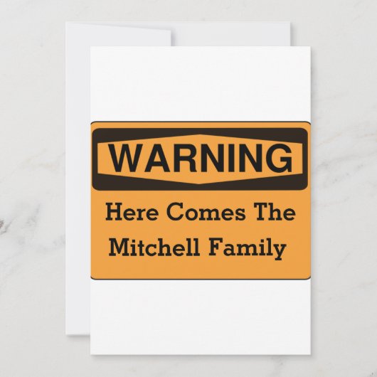 警告のおもしろいの家族会の招待状 招待状 (正面)
