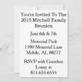 警告のおもしろいの家族会の招待状 招待状 (裏面)