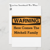 警告のおもしろいの家族会の招待状 招待状 (正面/裏面)