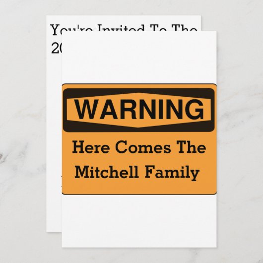 警告のおもしろいの家族会の招待状 招待状 (正面/裏面)