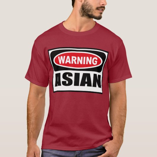 警告のアジア人の暗いTシャツ Tシャツ (正面)