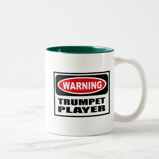 警告のトランペット奏者のマグ ツートーンマグカップ (右)