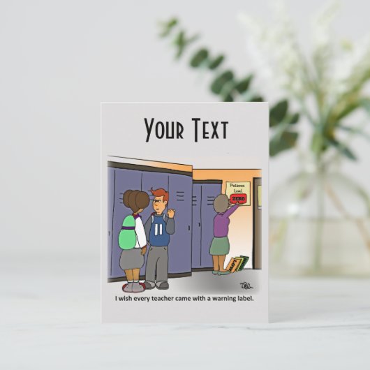 警告のラベル先生はがき ポストカード (スタンド正面)
