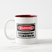 警告の地理学の先生のマグ ツートーンマグカップ (左)