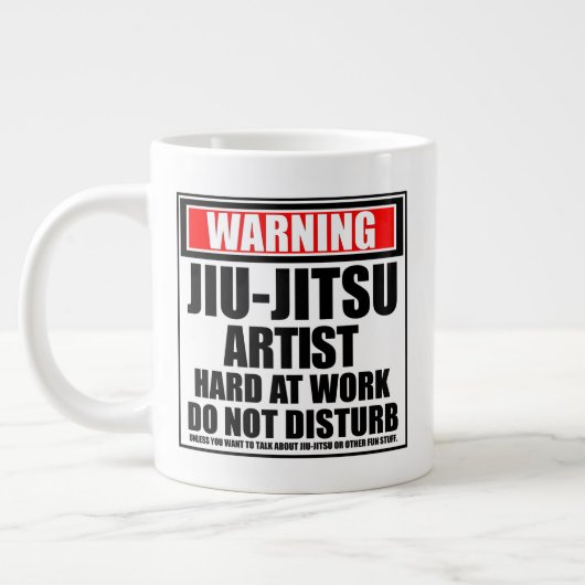 警告の柔術アーティスト懸命 ジャンボコーヒーマグカップ (左)