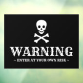 警告の白黒スカルカスタム文字ハロウィン ウィンドウサイン (シート3)