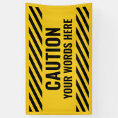 警告の警告黄色の黒いストライプ文字 横断幕 (縦)
