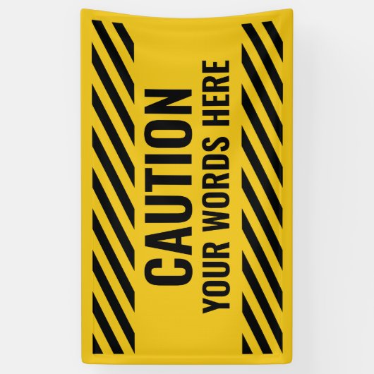 警告の警告黄色の黒いストライプ文字 横断幕 (縦)