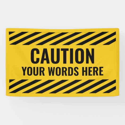 警告の警告黄色の黒いストライプ文字 横断幕 (横)