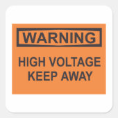 警告の高保電遠くに印 スクエアシール (正面)