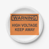 警告の高保電遠くに印 ペーパープレート (正面)