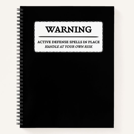 警告の：アクティブな防衛魔法 ノートブック (正面)