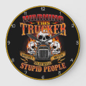 警告の：トラックが遊悪 ラージ壁時計 (正面)