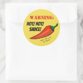 警告の：熱い！自家製フードチリペッパーのラベル ラウンドシール (バッグ)