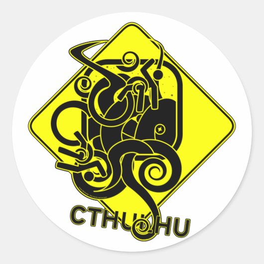 警告の: Ctulhu Stickers ラウンドシール (正面)