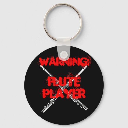 警告の： Flute Player Keychain キーホルダー (正面)