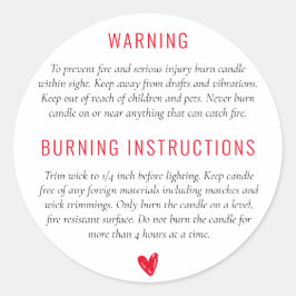 警告のBurning Instructionsキャンドル製品ラベル ラウンドシール
