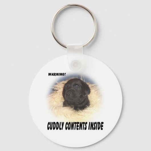 警告のCuddly Contents Black Lab Key Chain キーホルダー (正面)
