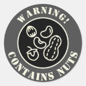 警告はナッツ食品ラベルを含む ラウンドシール (正面)