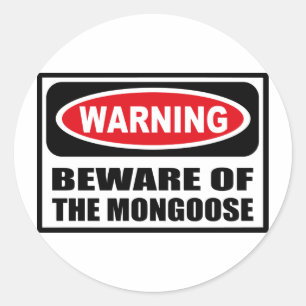 警告はマングースのステッカーの用心します ラウンドシール