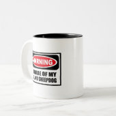 警告は私のアイスランドの牧羊犬のマグの用心します ツートーンマグカップ (正面左)