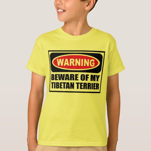 警告は私のチベタンテリアの子供のTシャツの用心します Tシャツ (正面)