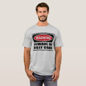 警告は雄ヤギの人のTシャツの用心します Tシャツ (正面フル)