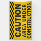 警告エリア建築イエローブラック 横断幕 (縦)