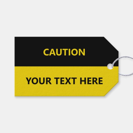 警告カスタマイズ黄色の黒 ギフトタグ (正面(横))