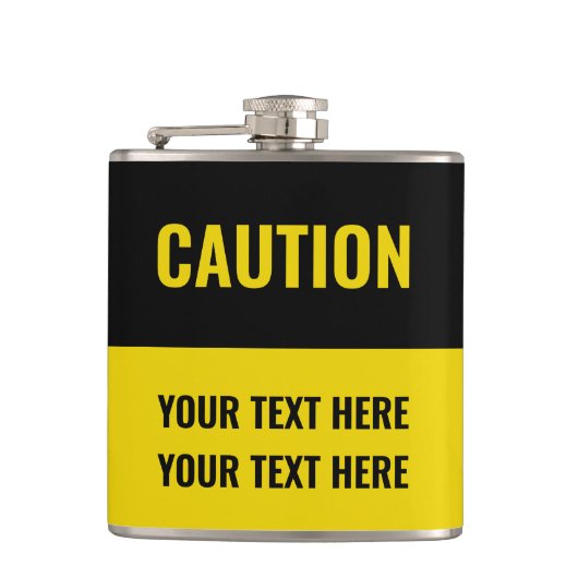 警告カスタマイズ黄色の黒 フラスク (正面)