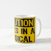 警告サイン – 黄色/黒のミュージカルに住む コーヒーマグカップ (正面右)